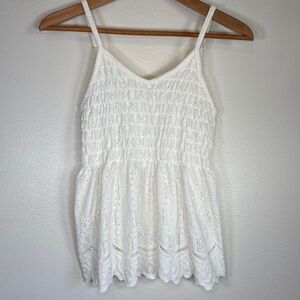 Off-White Babydoll Lace Tank Top Adjustable Straps